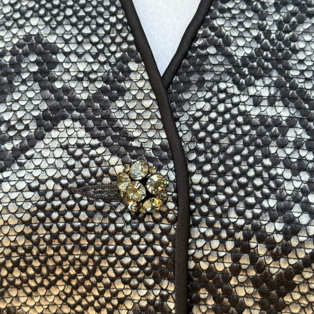 1990 Python Snake Skin Silk Quilted Rhinestone Bu… - image 3